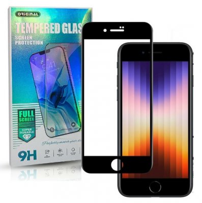 Skärmskydd iPhone SE 2020 Härdat Glas Svart Ram