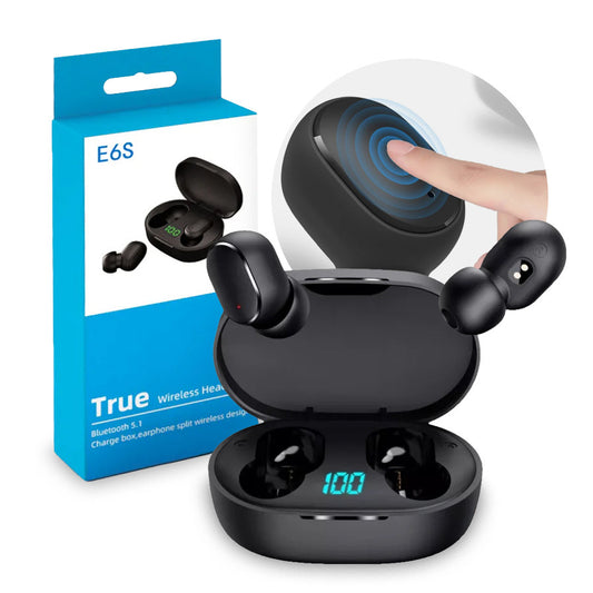 Trådlösa Hörlurar E6S In-Ear med LED-display - Svart