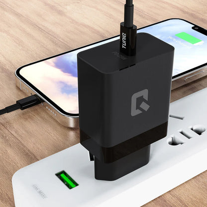 TUNIQ 25W Snabbladdare USB C - Med USB-C till USB-C Kabel 1 Meter Svart