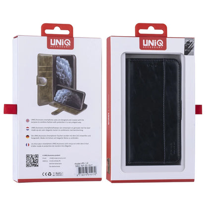 UNIQ iPhone 12 Mini Plånboksfodral - Svart med Magnetlås på Baksidan