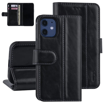 UNIQ iPhone 12 Mini Plånboksfodral - Svart med Magnetlås på Baksidan