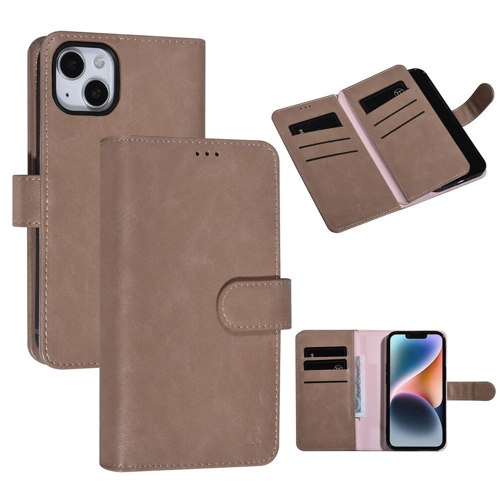 UNIQ iPhone 13 Plånboksfodral - Beige/Rosa (9 kortfack)