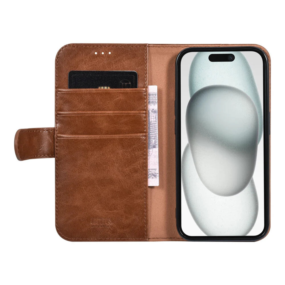 UNIQ iPhone 15 Plånboksfodral - Ljusbrun med Magnetlås på Baksidan