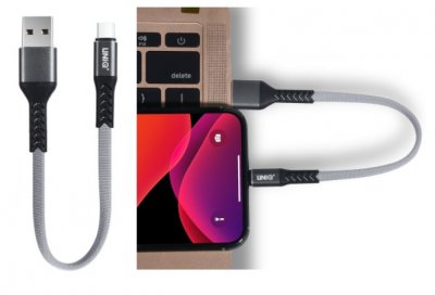 UNIQ USB till USB-C Laddkabel Fast Charge 20cm - Ljusgrå