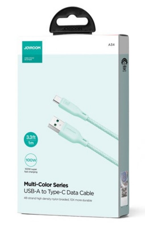 Joyroom USB till USB-C Laddkabel 1 Meter - 100W Snabbladdning Mintgrön