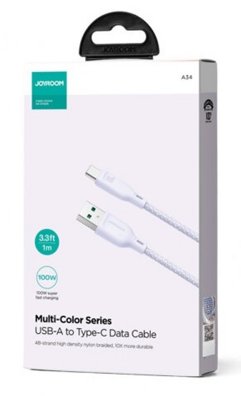 Joyroom USB till USB-C Laddkabel 1 Meter - 100W Snabbladdning Lila