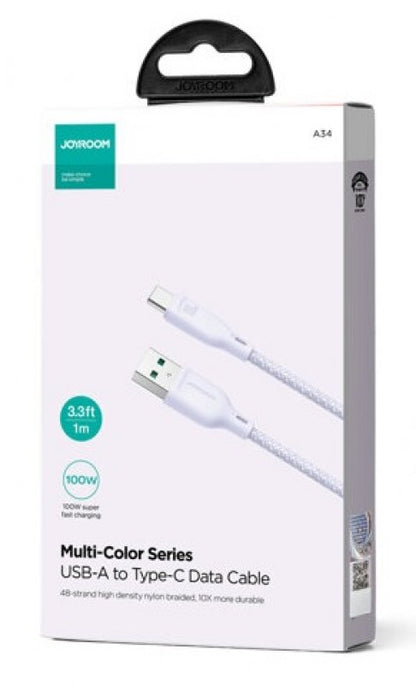 Joyroom USB till USB-C Laddkabel 1 Meter - 100W Snabbladdning Lila