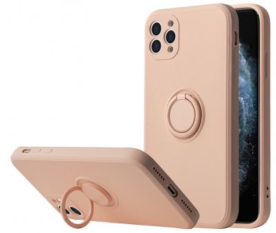 Vennus iPhone 13 Pro Max Skal Silikon Ljusrosa Stativ och Ringfinger Funktion