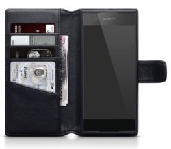 Mobilväska Sony Xperia XA1 Äkta Läder Svart