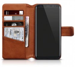 Mobilväska Samsung Galaxy A8 Äkta Läder Cognac