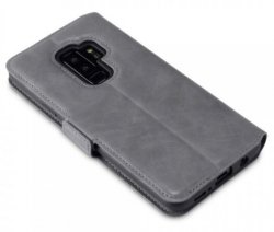 Mobilväska Samsung Galaxy S9 Plus Grey Slim Äkta Läder