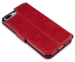 Mobilväska iPhone 7 PLUS/8 PLUS Röd Slim Äkta Läder