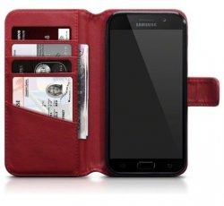 Mobilväska Samsung Galaxy A5 2017 Äkta Läder Röd