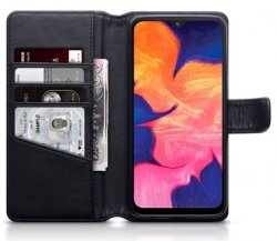 Plånboksfodral Samsung Galaxy A10 Äkta Läder Svart