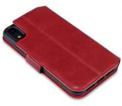 Mobilväska iPhone XR Röd Slim Äkta Läder