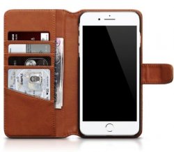 Mobilväska iPhone 7 Plus / iPhone 8 Plus Äkta Läder Cognac