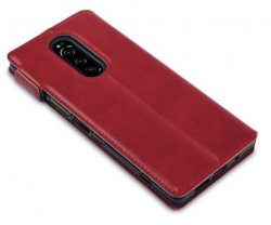 Sony Xperia 1 Plånboksfodral Röd Slim Äkta Läder