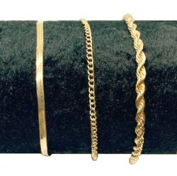 Armband Guldfärgat 3-pack Ormlänk, Pansarlänk, Cordell länk