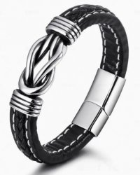 Armband Flätat Twister Eco Läder Svart