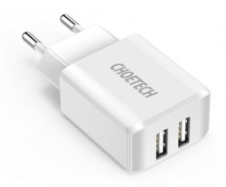 Väggladdare DUO 220 Volt USB C Vit - 10W Choetech