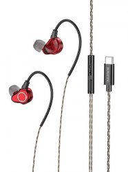 Borofone In-Ear Hörlurar USB C Sport Röda med Öronbygel