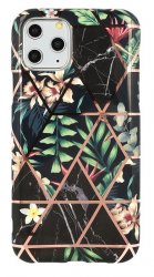 Monstera jungle skal för iPhone 11 i färgen svart med blandade blomster.