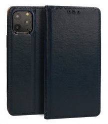 Blått plånboksfodral i äkta läder för iPhone 13.