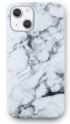 Vitt marmorerat skal för iPhone 13.