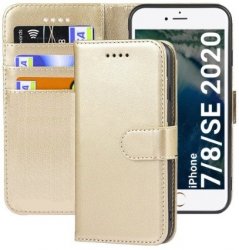 Plånboksfodral iPhone 7 / iPhone 8 Guldfärgad med Ställ