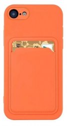 Skal i silikon med kortfack i färgen mandarin (orange) för iPhone SE 2020.