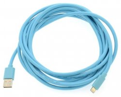 Laddkabel USB till Lightning 3 Meter Ljusblå