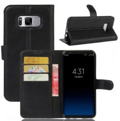 Plånboksforal Samsung Galaxy S8+ (S8 plus) Svart Med Ställ 