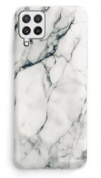 Vitt marmormönstrat skal för Samsung Galaxy A22 5G.