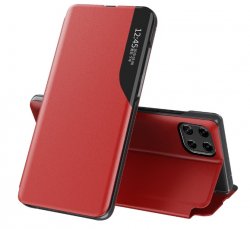 Samsung Galaxy A22 5G fodral i rött med tidsvisning.