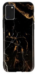 Marmormönstrat skal för Samsung Galaxy A41 i svart och guld.