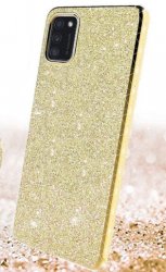 guldfärgat glitter skal för Samsung Galaxy A41 från skal-man.se online.