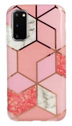 Rosa marmormönstrat skal för Samsung Galaxy S20.