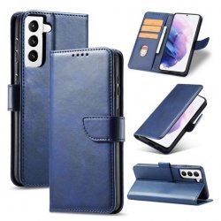 Plånboksfodral i blått till Samsung Galaxy S21 FE.