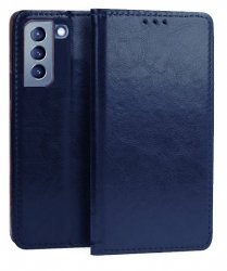 Fodral i blått för Samsung Galaxy S24 i äkta läder.