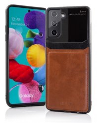 Samsung Galaxy S21+ (S21 plus) skal i brunt läder.
