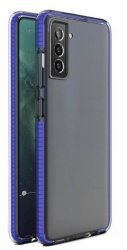 Skal som är transparent med blå ram för Samsung Galaxy S21.