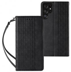 Plånboksfodral svart lyx för Samsung Galaxy S22 Ultra.