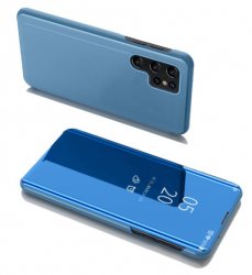 Blått fodral view cover för Samsung Galaxy S22 Ultra.