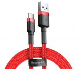 Baseus USB-C till USB Kabel 3 Meter Röd Nylon