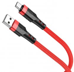 USB till USB C Kabel 1,2 Meter Nylon Röd Borofone 3A
