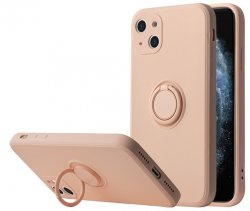 iphone 13 skal i beige ljusrosa silikon med ring finger funktion från Vennus.