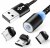 Magnetkabel 3 i 1 USB-C, Lightning, Micro USB Svart 1 Meter