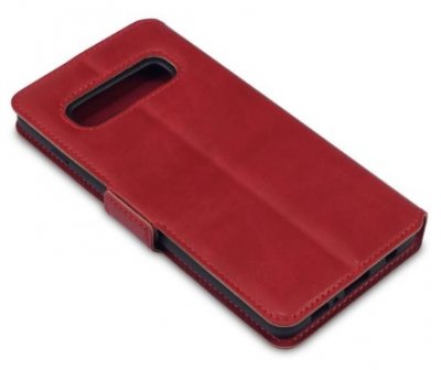 Samsung Galaxy S10 Plånboksfodral Äkta Läder Röd Slim