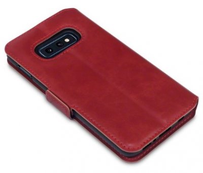 Samsung Galaxy S10E Plånboksfodral Äkta Läder Röd Slim 