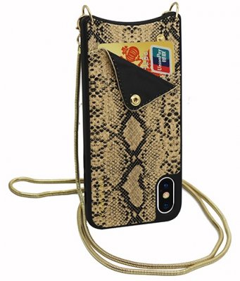 Mobilskal iPhone 7 Plus/8 Plus Snake Skin Brun med halsrem